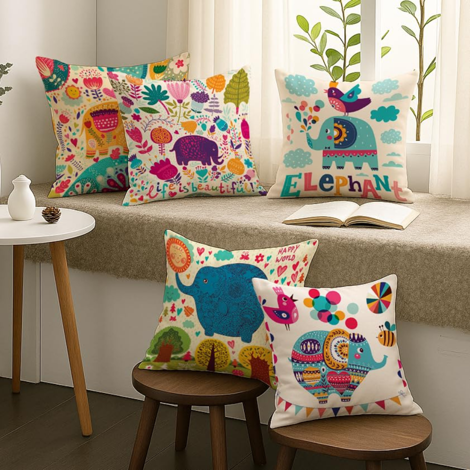 STITCHNEST Set of 5 Polycotton Cushion Covers