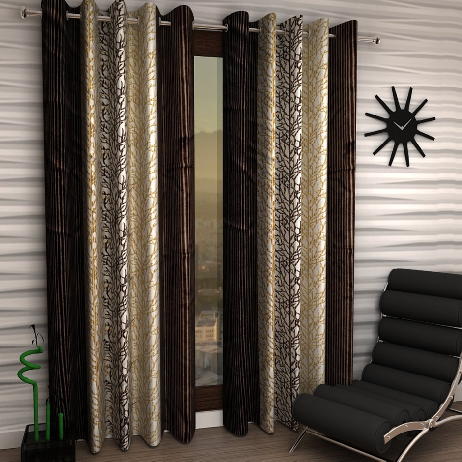 Home Sizzler Abstract 2 Piece Eyelet Polyester Window Curtain
